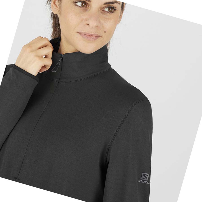 Sweat À Capuche Salomon ESSENTIAL LIGHTWARM Femme Noir | REQCNWH-20