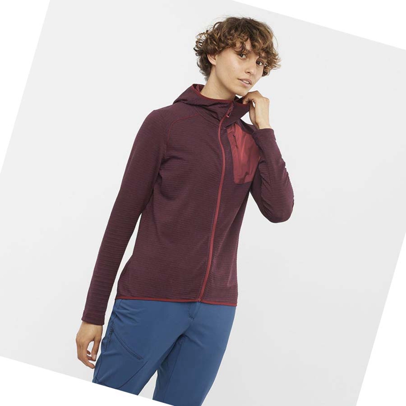 Sweat À Capuche Salomon ESSENTIAL LIGHTWARM HOODED Femme Rouge | RWVKZEG-31