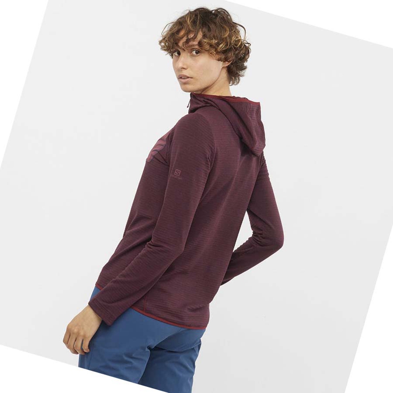 Sweat À Capuche Salomon ESSENTIAL LIGHTWARM HOODED Femme Rouge | RWVKZEG-31