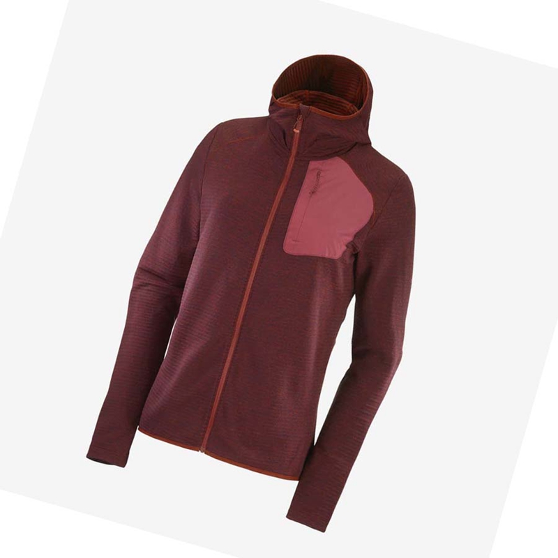 Sweat À Capuche Salomon ESSENTIAL LIGHTWARM HOODED Femme Rouge | RWVKZEG-31