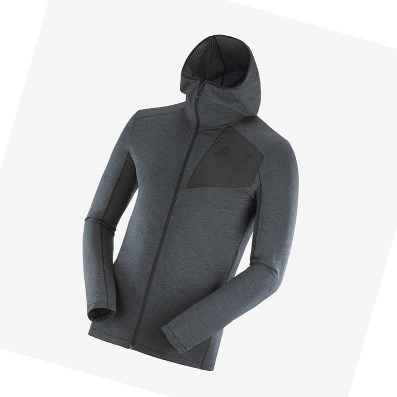 Sweat À Capuche Salomon ESSENTIAL LIGHTWARM HOODED Homme Noir | XJEHNFC-03