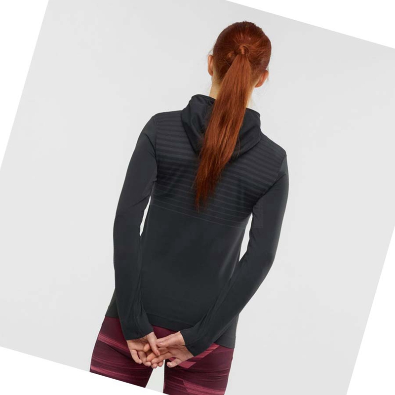 Sweat À Capuche Salomon ESSENTIAL SEAMLESS Femme Noir | KFCAZNR-93