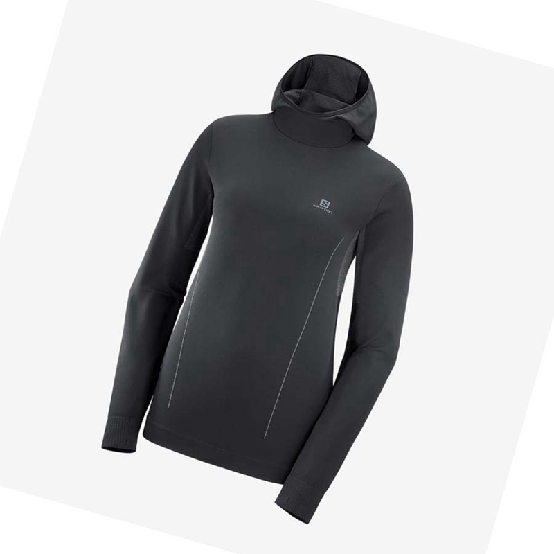 Sweat À Capuche Salomon ESSENTIAL SEAMLESS Femme Noir | KFCAZNR-93