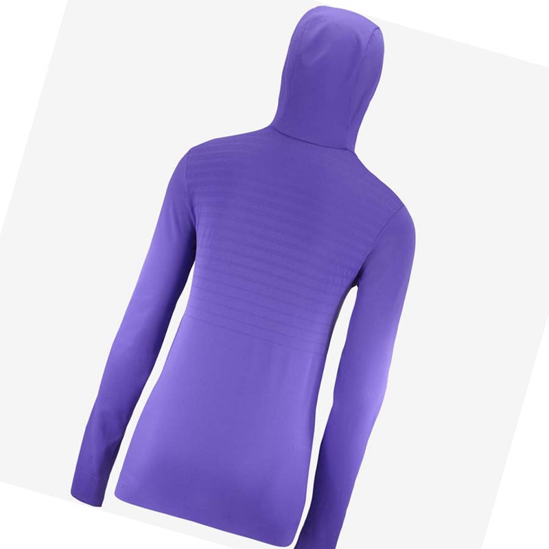 Sweat À Capuche Salomon ESSENTIAL SEAMLESS Femme Violette | MJSDIVA-36