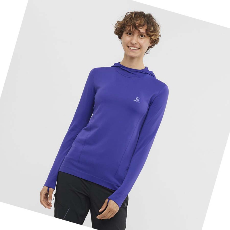 Sweat À Capuche Salomon ESSENTIAL SEAMLESS Femme Violette | MJSDIVA-36