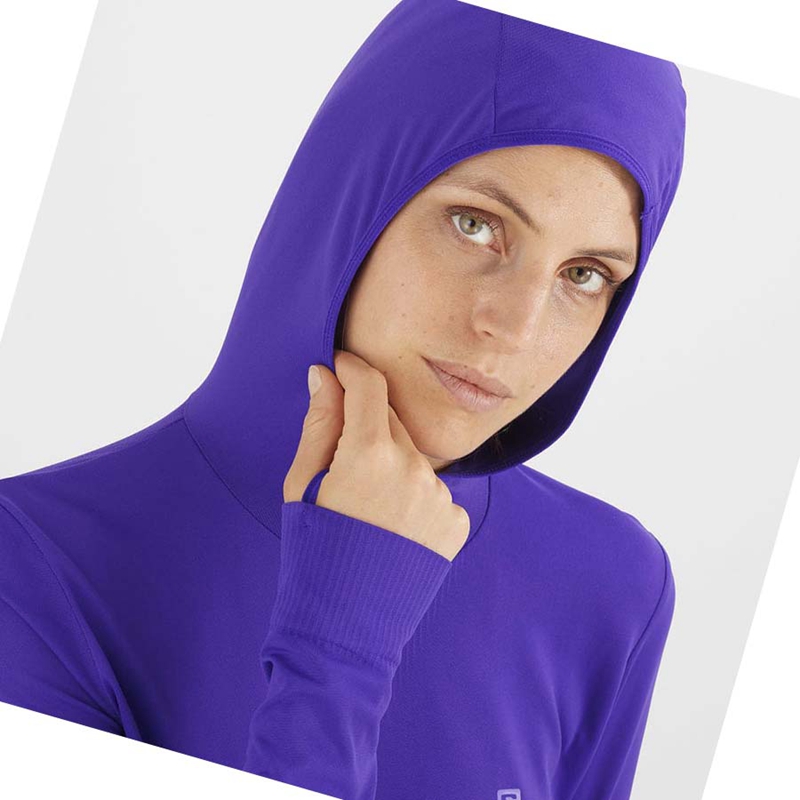 Sweat À Capuche Salomon ESSENTIAL SEAMLESS Femme Violette | MJSDIVA-36