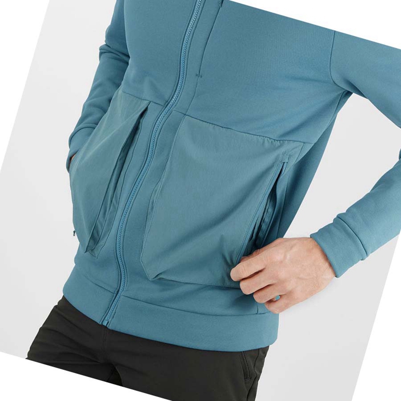 Sweat À Capuche Salomon ESSENTIAL WARM FLEECE Homme Bleu | JCXZRWT-80