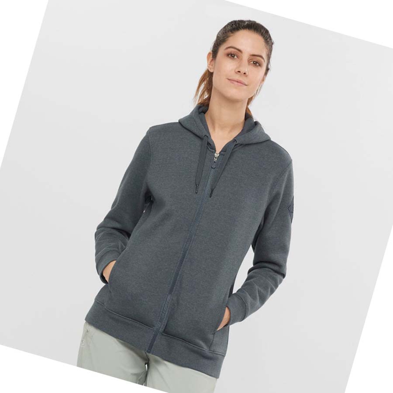 Sweat À Capuche Salomon ESSENTIAL WARM SALOMON Femme Grise | TVNGBRP-89