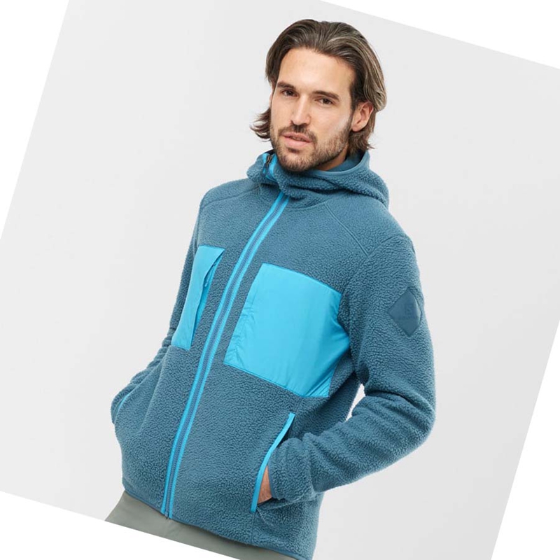 Sweat À Capuche Salomon ESSENTIAL WARM TEDDY Homme Bleu | LRBTQYM-54