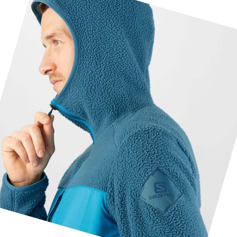 Sweat À Capuche Salomon ESSENTIAL WARM TEDDY Homme Bleu | LRBTQYM-54