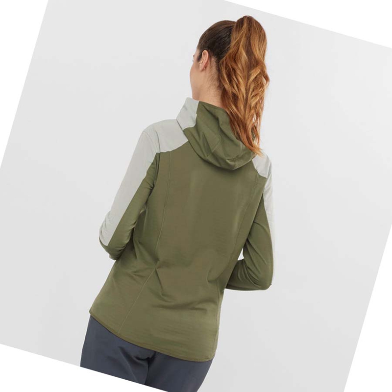 Sweat À Capuche Salomon OUTLINE ALL SEASON HYBRID Femme Vert Olive | DRMYLKS-13