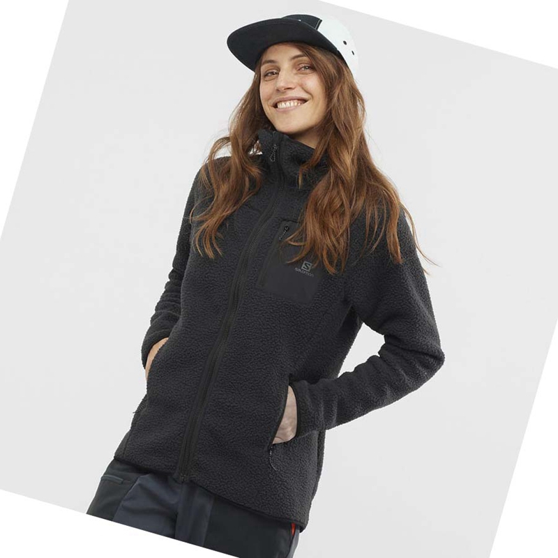 Sweat À Capuche Salomon OUTLINE WARM TEDDY Femme Noir | WQZLXCA-30