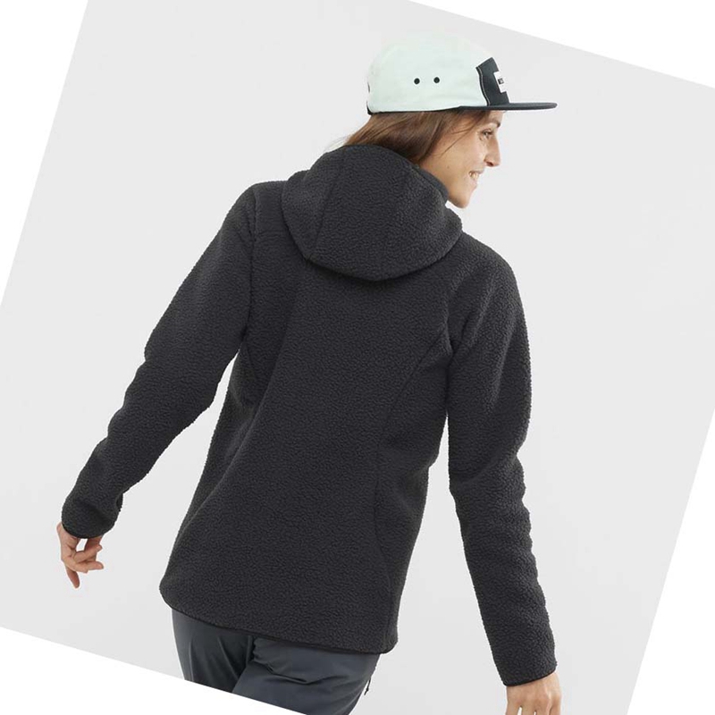 Sweat À Capuche Salomon OUTLINE WARM TEDDY Femme Noir | WQZLXCA-30