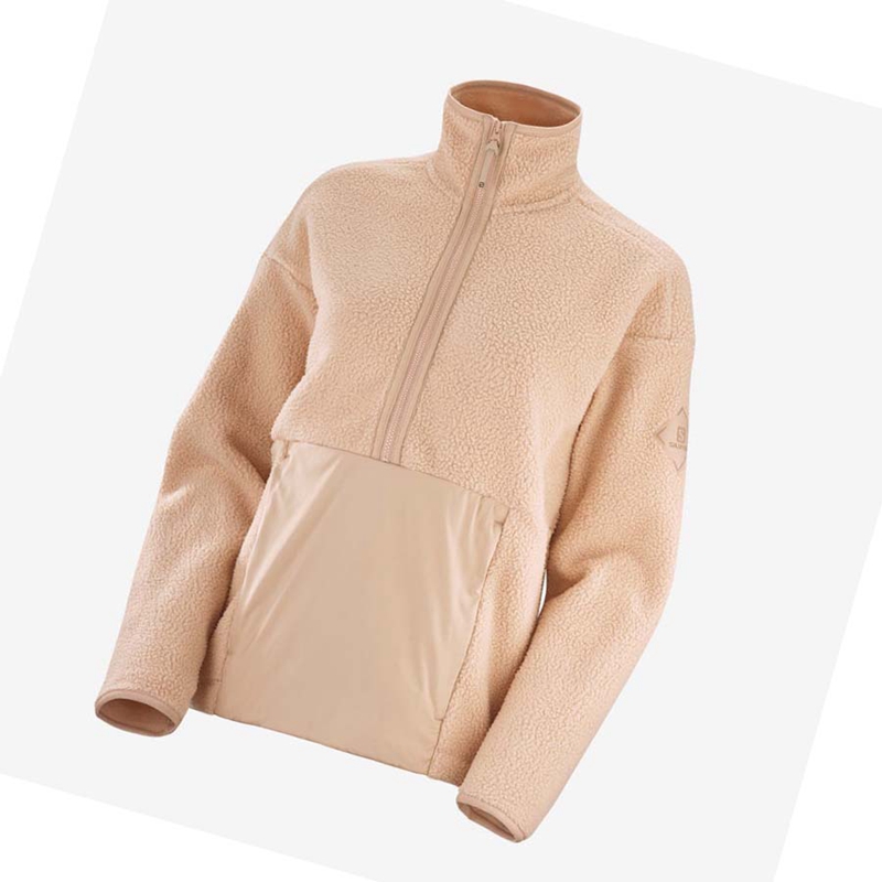 Sweat À Capuche Salomon SNOWSHELTER TEDDY Femme Rose | ZYVWAUK-68