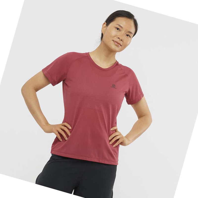 T Shirts Salomon CROSS REBEL Femme Rouge | KFJMDYX-79