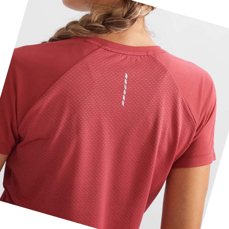 T Shirts Salomon CROSS REBEL Femme Rouge | KFJMDYX-79