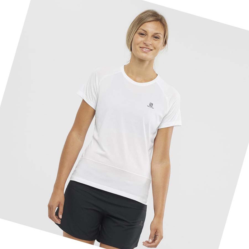 T Shirts Salomon CROSS RUN Femme Blanche | IXBEZUL-73