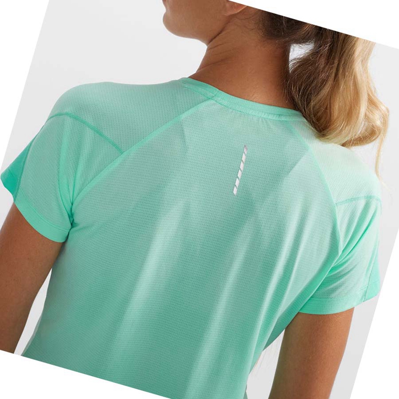 T Shirts Salomon CROSS RUN Femme Vert | QPRAHIB-20