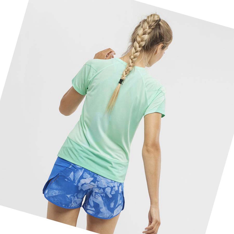 T Shirts Salomon CROSS RUN Femme Vert | QPRAHIB-20