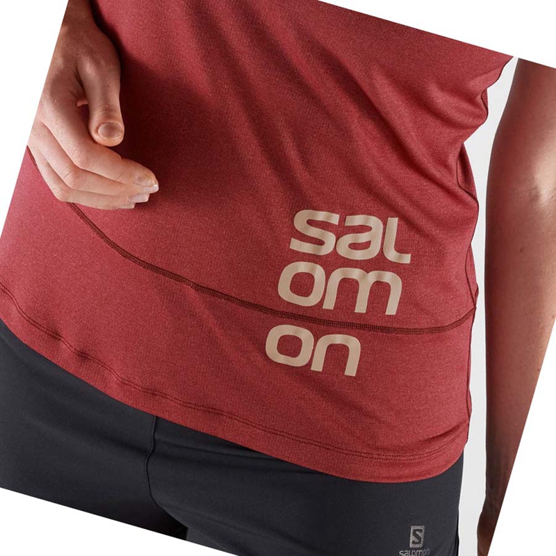 T Shirts Salomon CROSS RUN GRAPHIC Femme Rouge | DMFVUTN-47