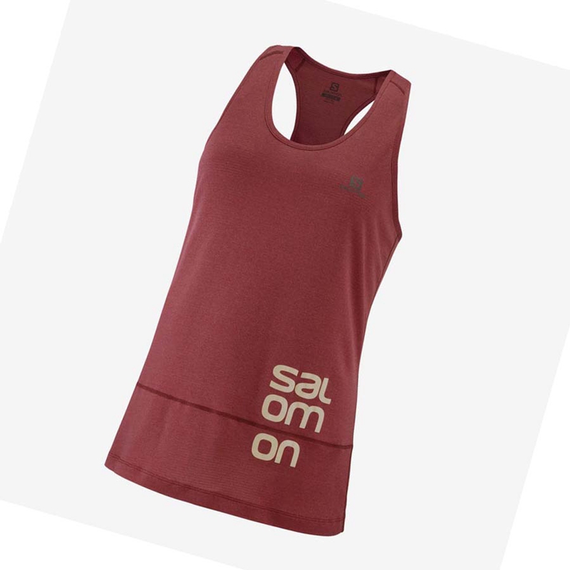 T Shirts Salomon CROSS RUN GRAPHIC Femme Rouge | DMFVUTN-47