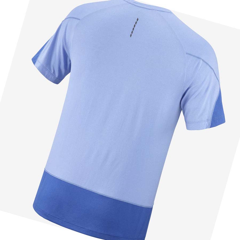 T Shirts Salomon CROSS RUN GRAPHIC Homme Bleu | XJUTVIF-63