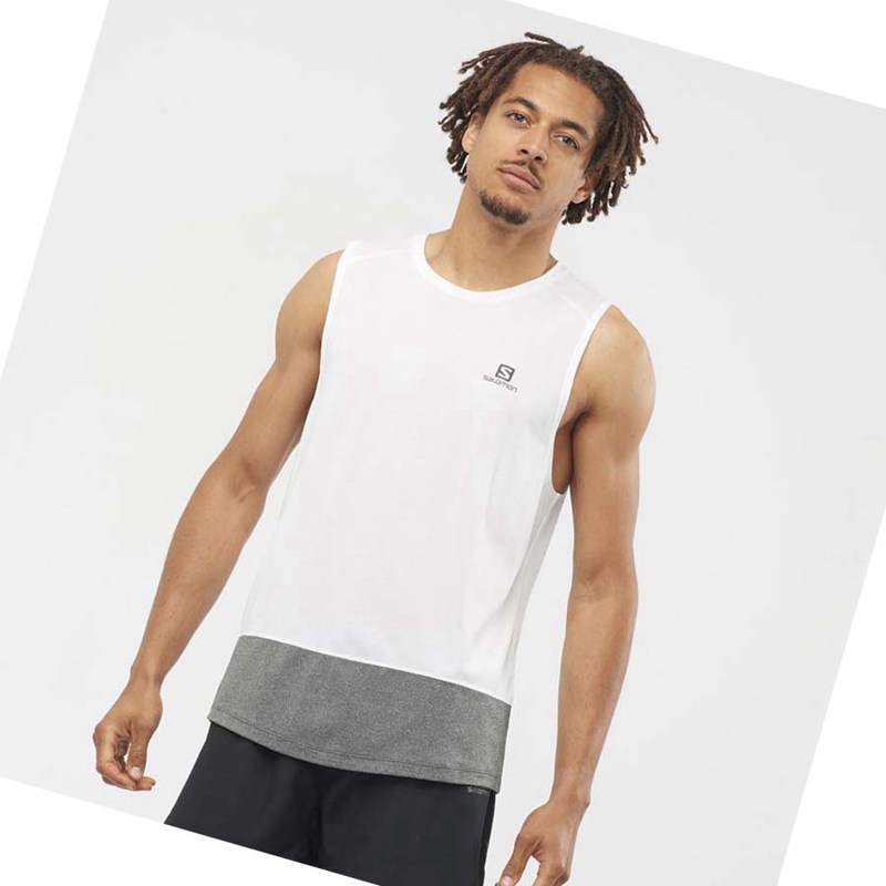 T Shirts Salomon CROSS RUN Homme Blanche | KRIPLAT-68