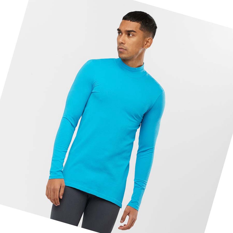 T Shirts Salomon ESSENTIAL SEAMLESS Homme Bleu | JCRDBNA-90