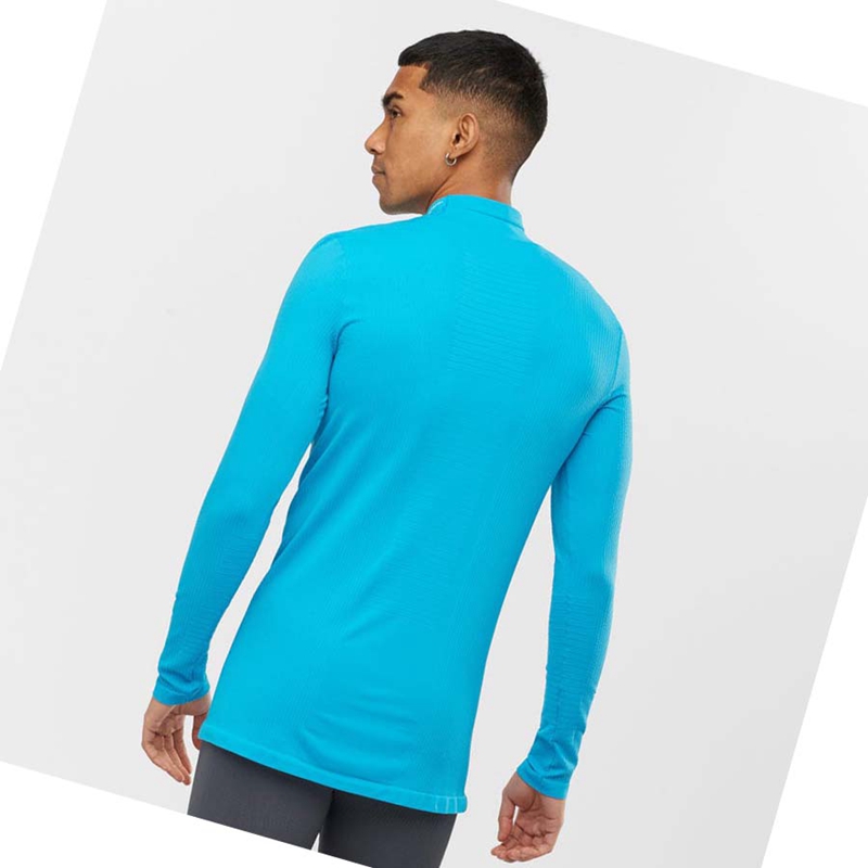 T Shirts Salomon ESSENTIAL SEAMLESS Homme Bleu | JCRDBNA-90