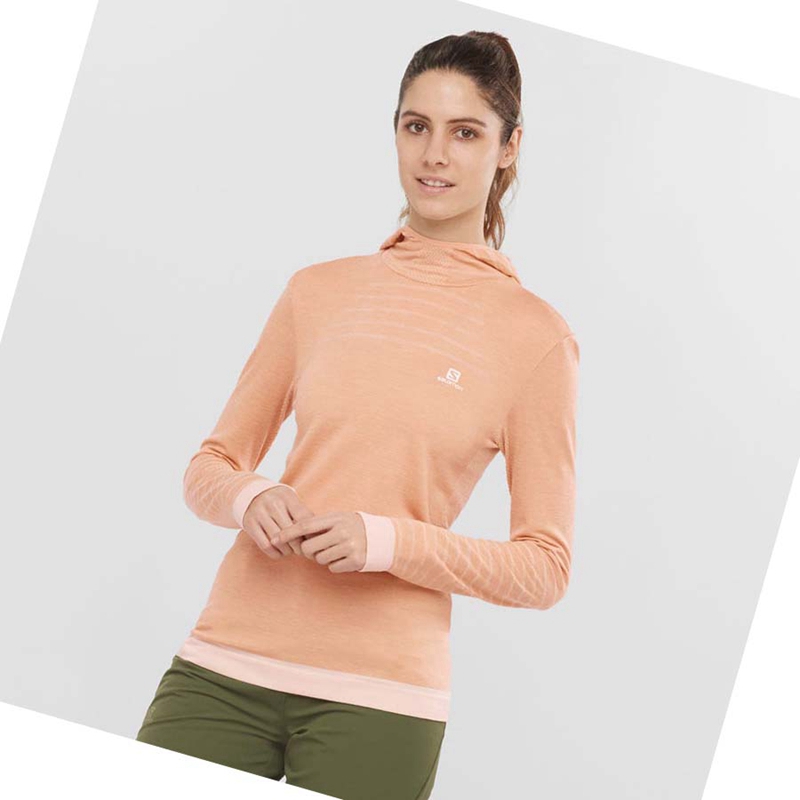 T Shirts Salomon ESSENTIAL WOOL Femme Beige | TZPXIUL-25