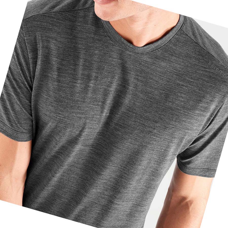 T Shirts Salomon OUTLIFE MERINO BLEND Homme Noir | RLXESNJ-36