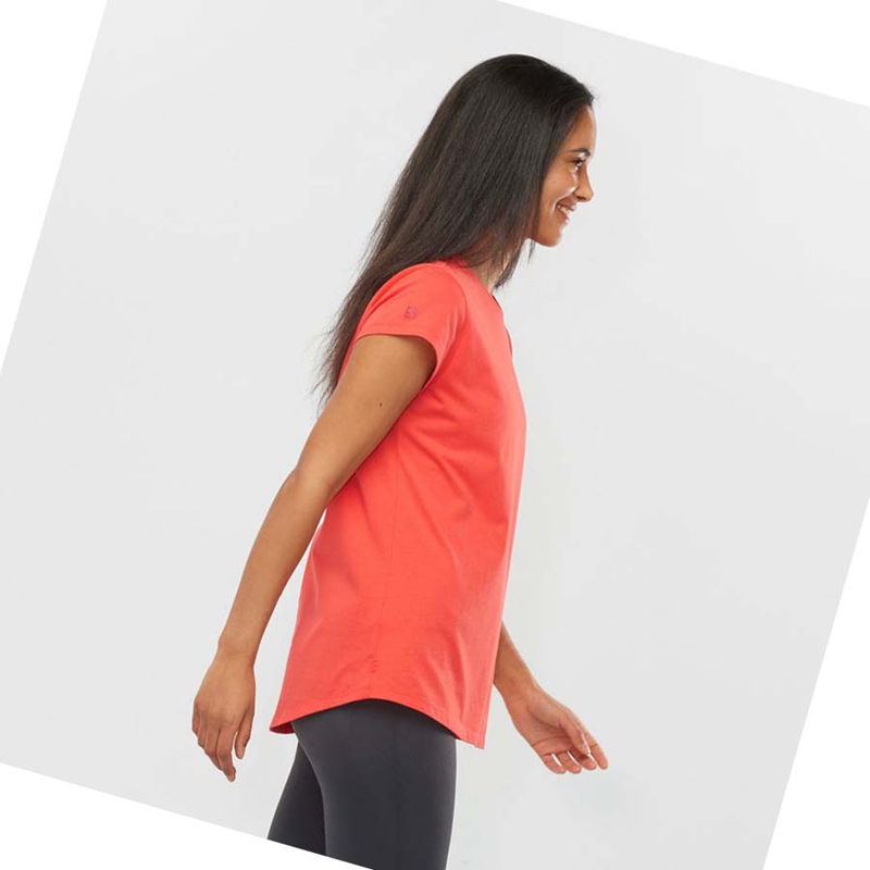 T Shirts Salomon OUTLIFE SCOOP HEM TEE W Femme Orange | DWMTBRG-67