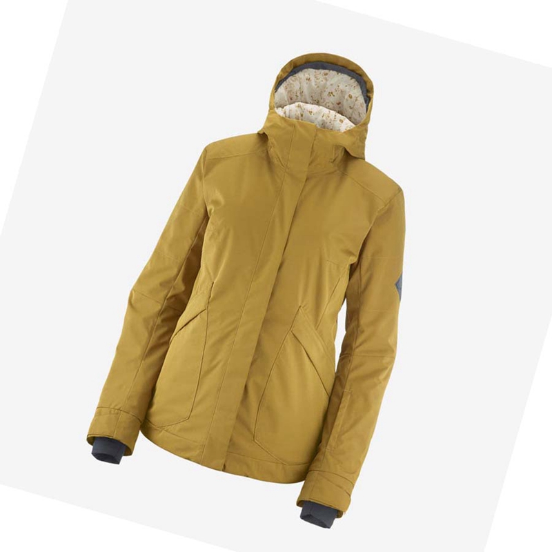 Vestes De Ski Salomon SNOW REBEL Femme Jaune | LKRUFCO-40