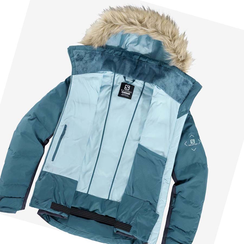 Vestes De Ski Salomon STORMCOZY Femme Bleu | ZQPFCDY-74