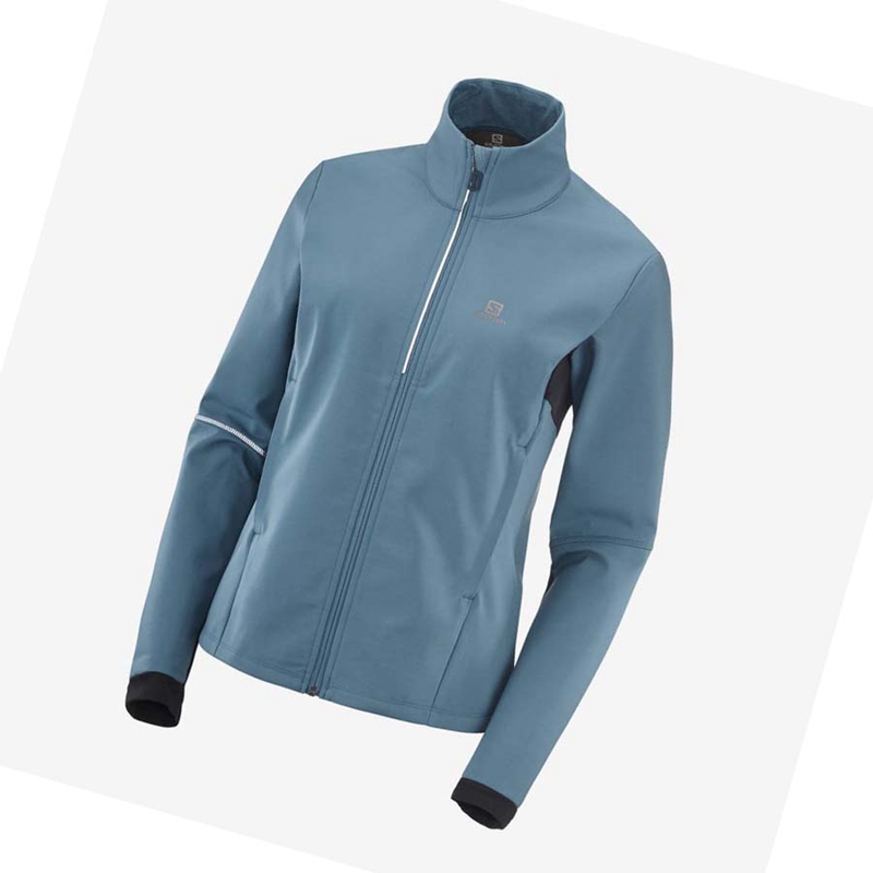 Vestes Salomon AGILE SOFTSHELL Femme Bleu | EXTZDSP-06