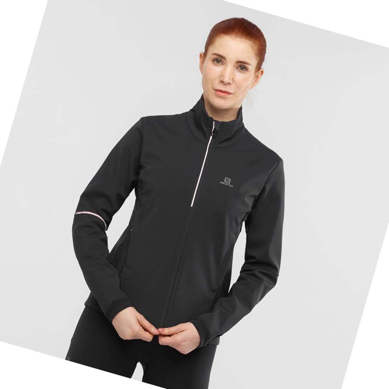 Vestes Salomon AGILE SOFTSHELL Femme Noir | NAQBHOS-75