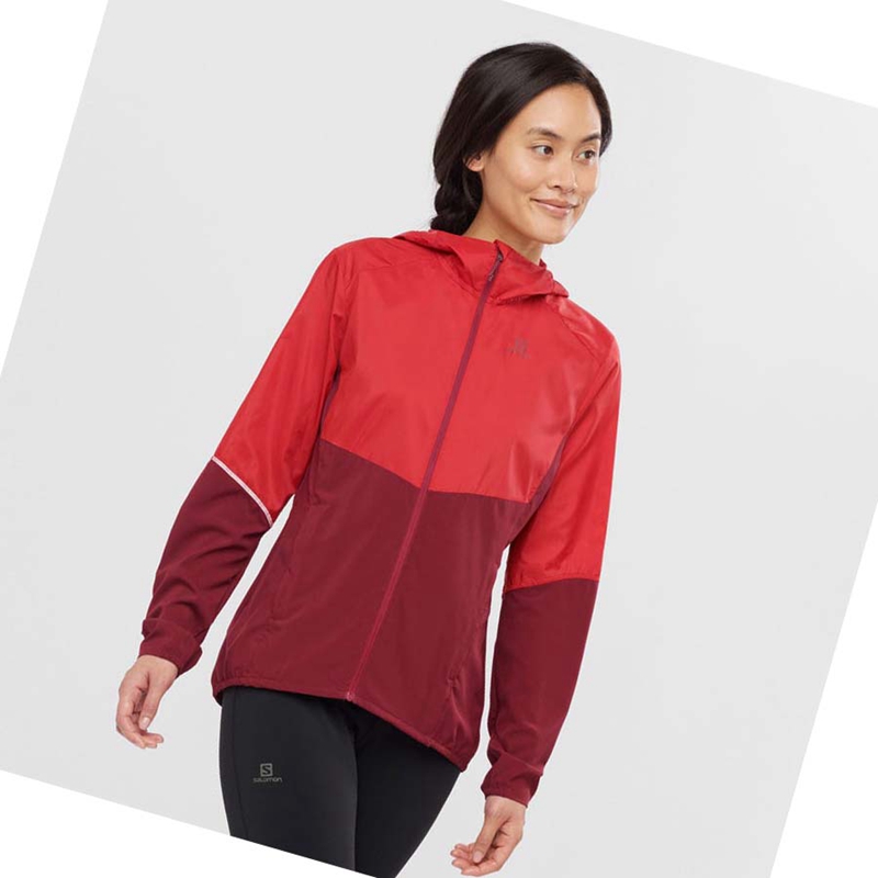 Vestes Salomon AGILE WIND WINDBREAKERS Femme Rouge | CRDEJAN-93