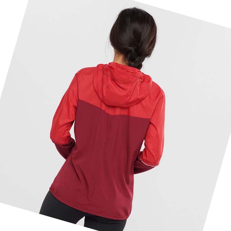 Vestes Salomon AGILE WIND WINDBREAKERS Femme Rouge | CRDEJAN-93