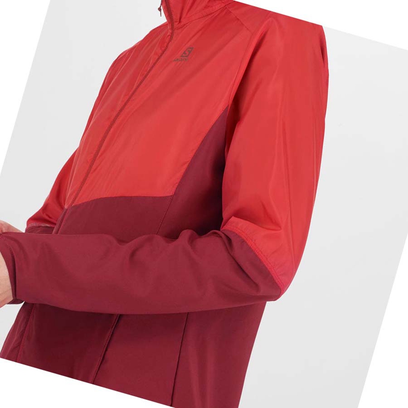 Vestes Salomon AGILE WIND WINDBREAKERS Femme Rouge | CRDEJAN-93