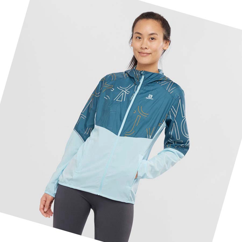 Vestes Salomon AGILE WIND WINDBREAKERS Femme Vert | JLKTMYO-30