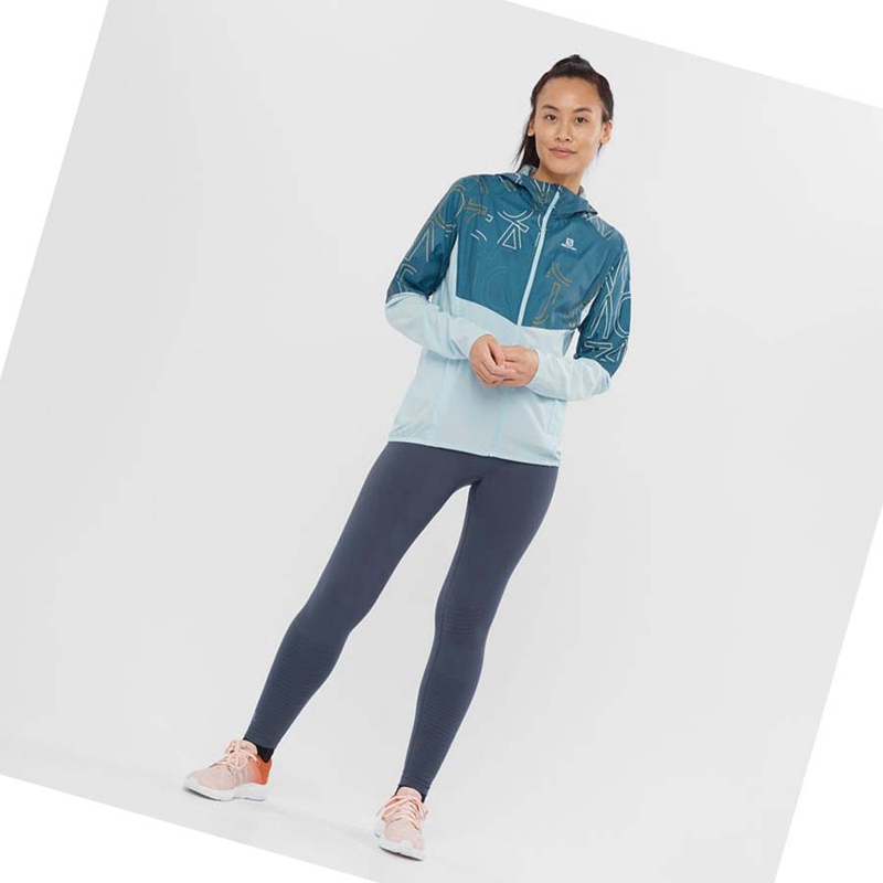 Vestes Salomon AGILE WIND WINDBREAKERS Femme Vert | JLKTMYO-30