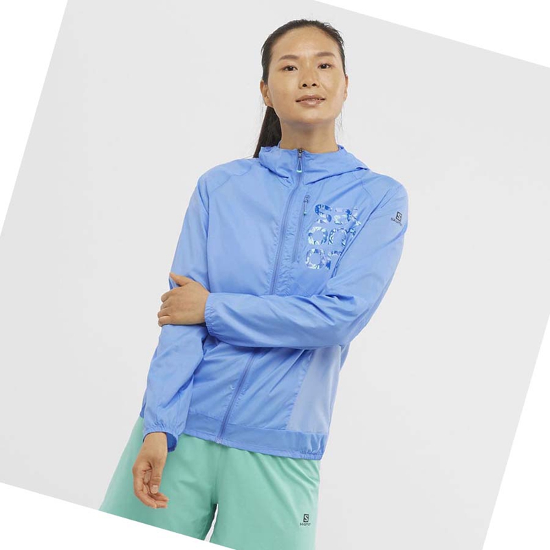 Vestes Salomon BONATTI CROSS WIND WINDBREAKERS Femme Bleu | GFWEZUC-60