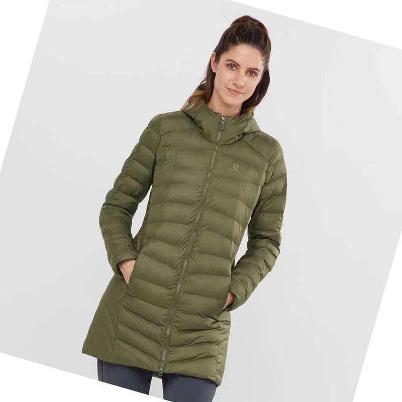 Vestes Salomon ESSENTIAL XWARM LONG INSULATED Femme Vert Olive | LIKVWAD-94