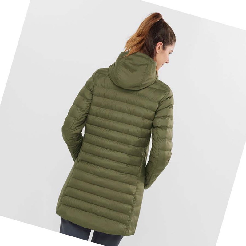 Vestes Salomon ESSENTIAL XWARM LONG INSULATED Femme Vert Olive | LIKVWAD-94