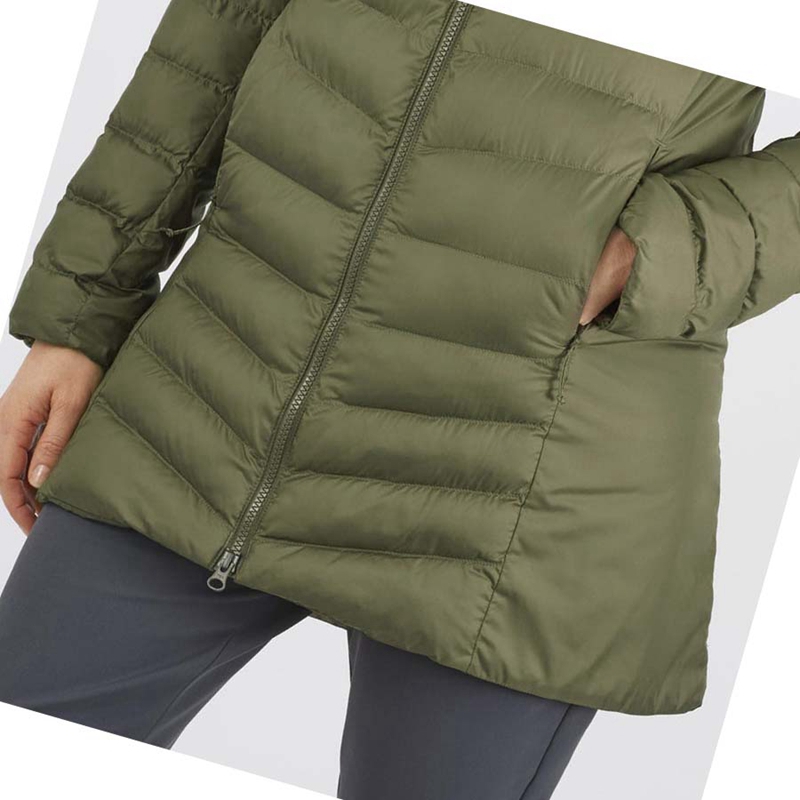 Vestes Salomon ESSENTIAL XWARM LONG INSULATED Femme Vert Olive | LIKVWAD-94