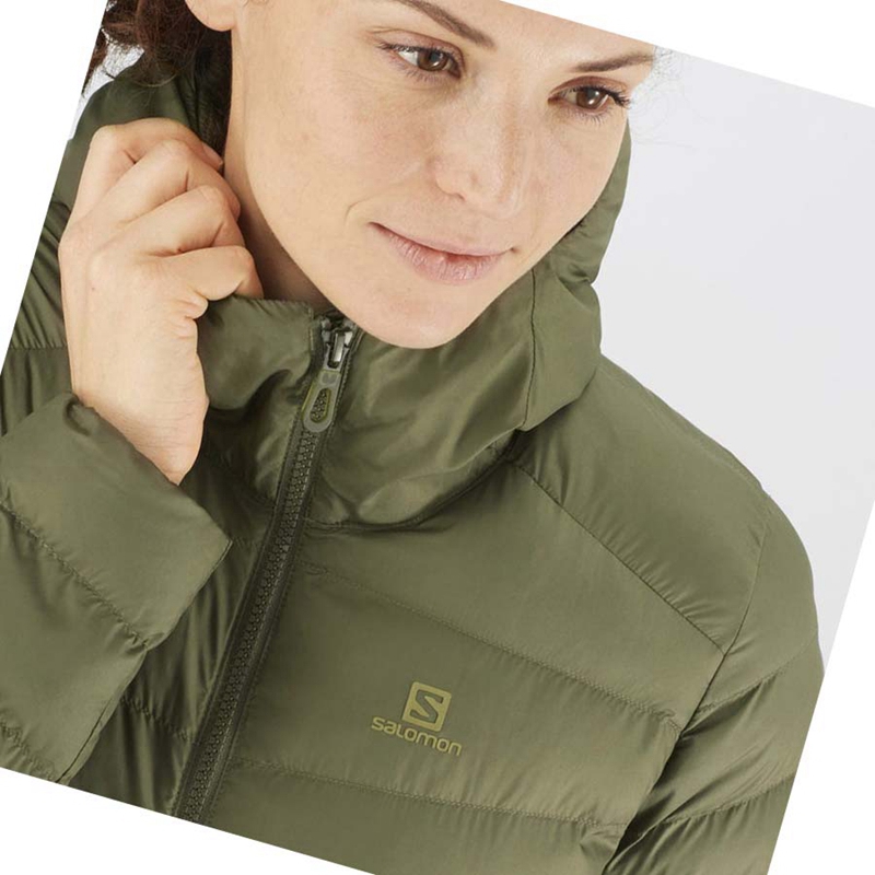 Vestes Salomon ESSENTIAL XWARM LONG INSULATED Femme Vert Olive | LIKVWAD-94