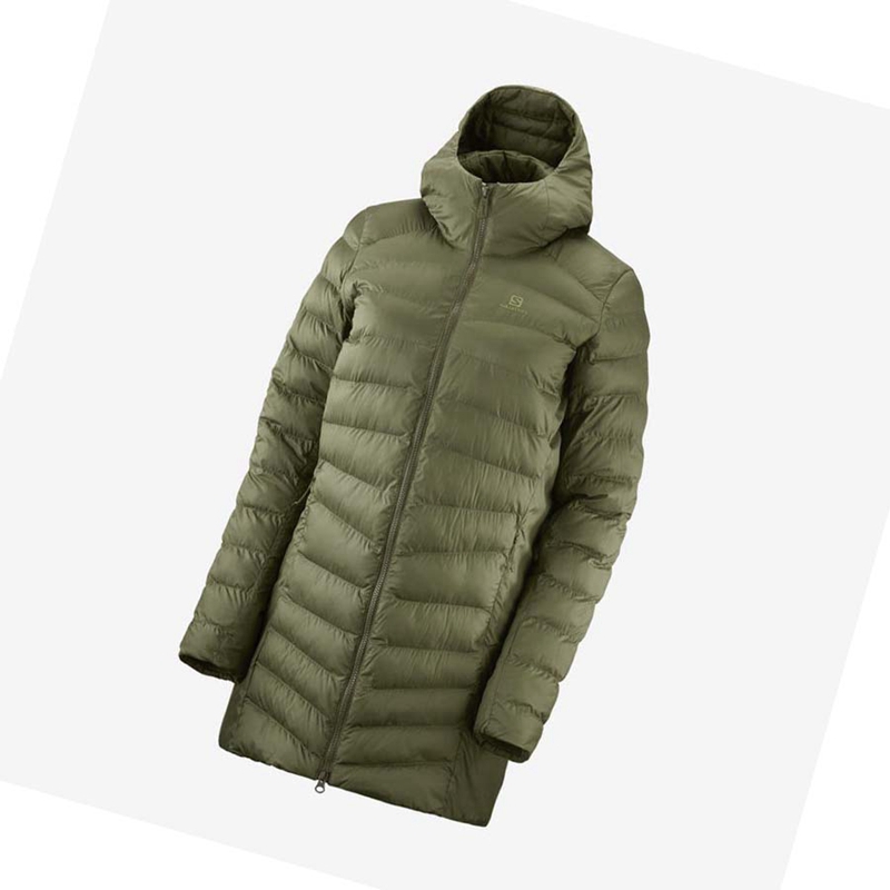 Vestes Salomon ESSENTIAL XWARM LONG INSULATED Femme Vert Olive | LIKVWAD-94