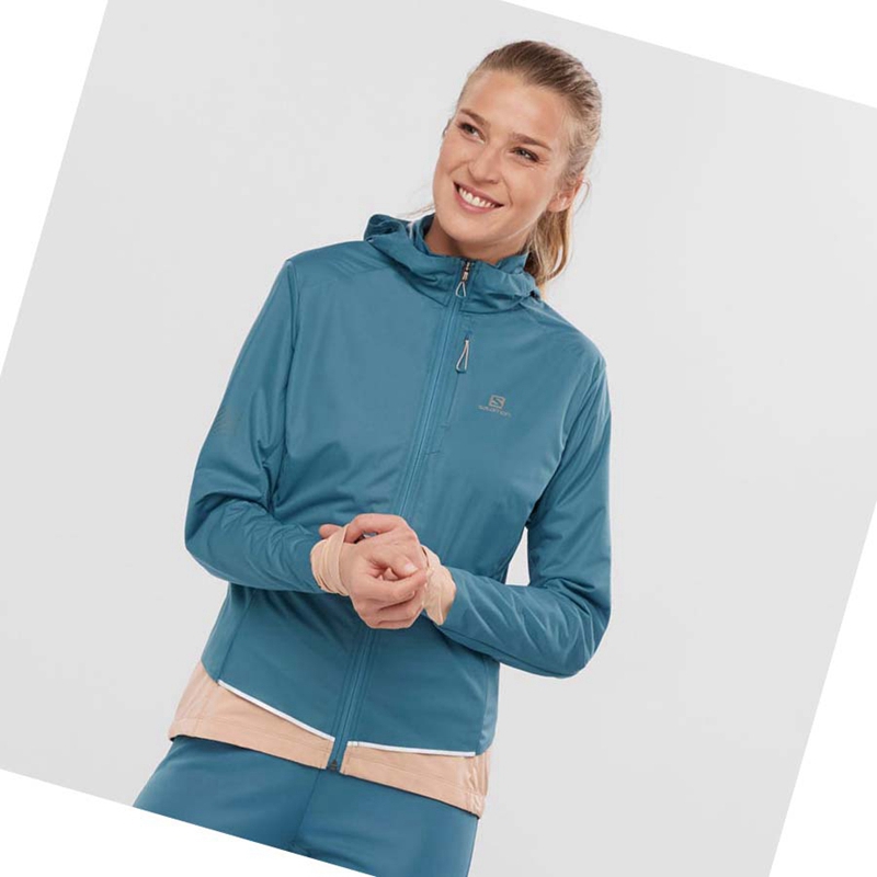 Vestes Salomon LIGHT SHELL Femme Bleu | PHMJWDF-38