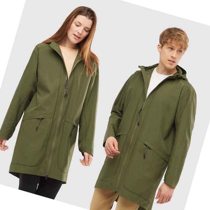 Vestes Salomon OUTLIFE LONG PACKABLE WINDBREAKERS Femme Vert Olive | QPAWBRV-95