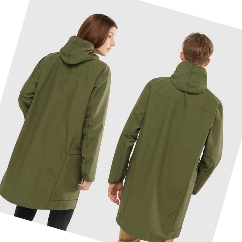 Vestes Salomon OUTLIFE LONG PACKABLE WINDBREAKERS Femme Vert Olive | QPAWBRV-95